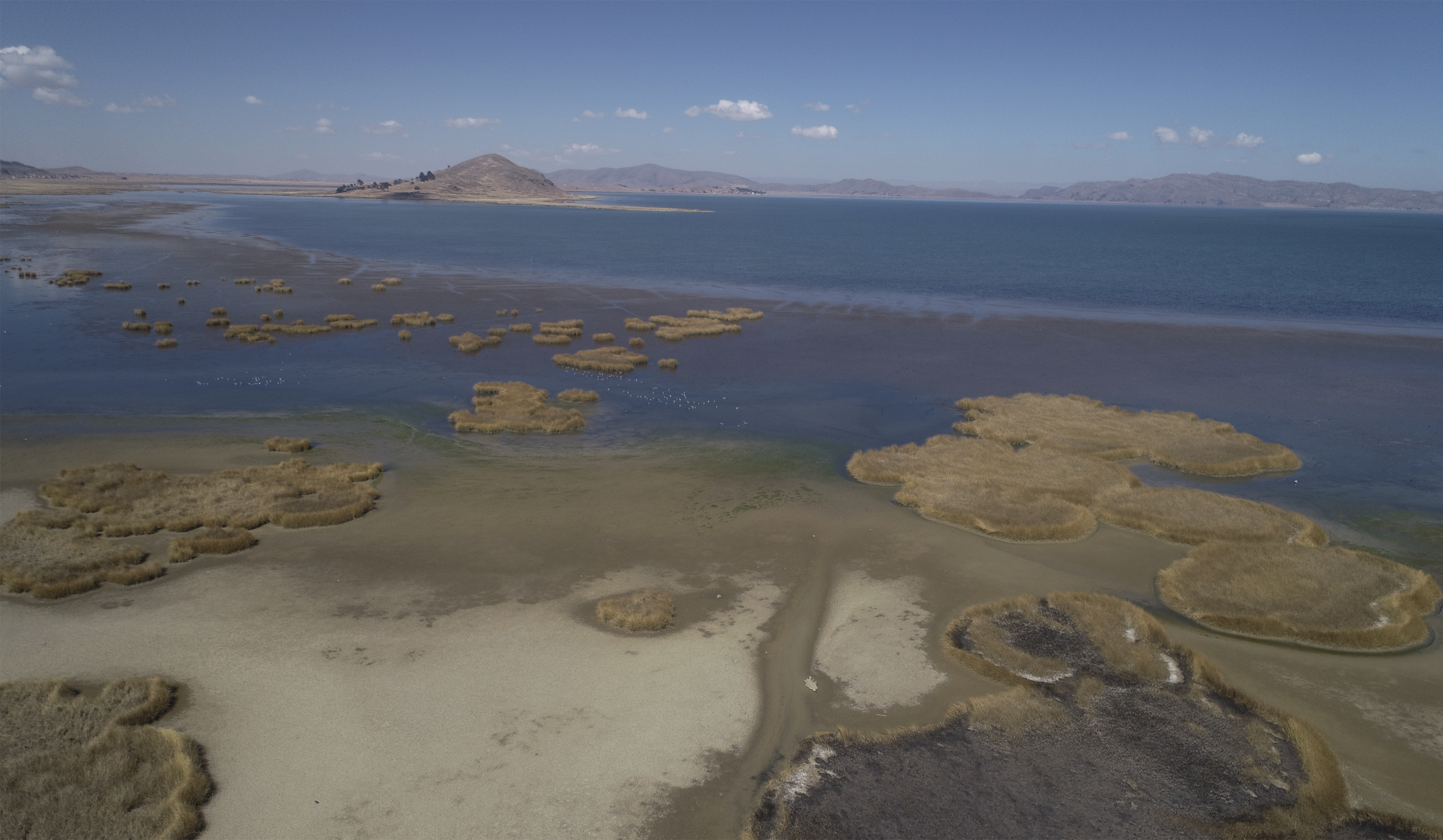 The lake's low water level is having a direct impact on the local flora and fauna and is affecting local communities that rely on the natural border between Peru and Bolivia for their livelihood.