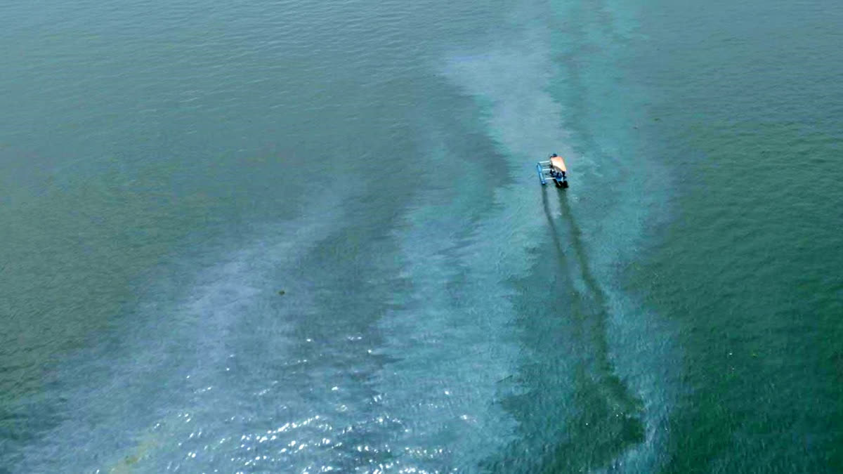 A aerial view of the oil slick In Manila, Philippines