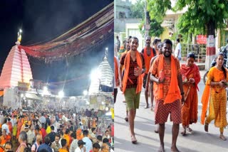 more than one lakh Kanwariyas perform Jalabhishek at Deoghar Baba Dham On last Monday of Sawan 2023