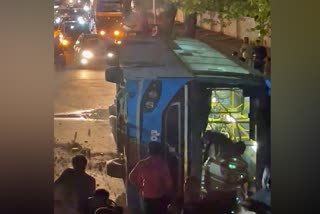 BMTC Bus overturned in Bengaluru