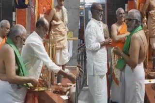 Rajinikanth offers prayers at Raghavendra Swamy Mutt after his visit to BMTC bus depot