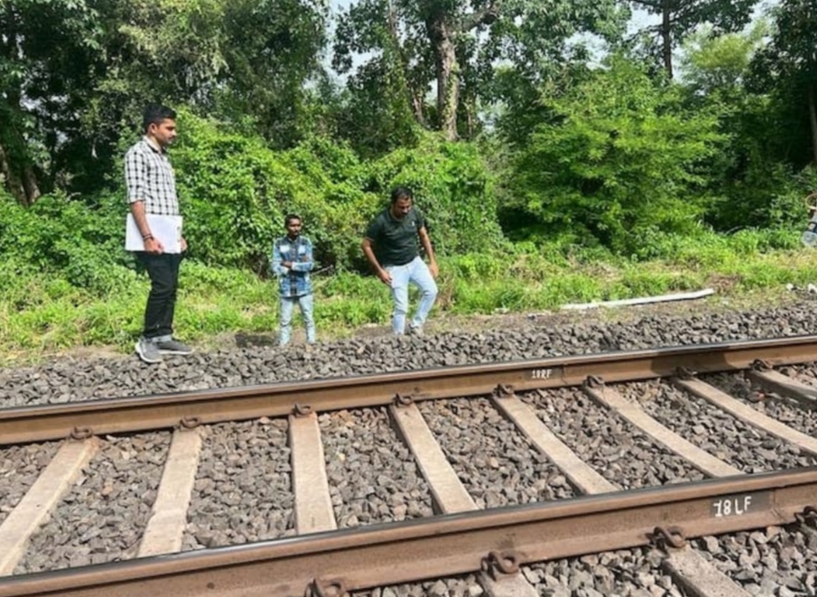 Iron Poles On Train Track In Gujarat