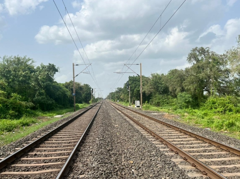 Iron Poles On Train Track In Gujarat