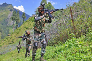 Army personnel patrol along the Line of Control (LoC), at Machil sector, in Kupwara earlier this month.