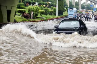 Roads flooded due to heavy rain