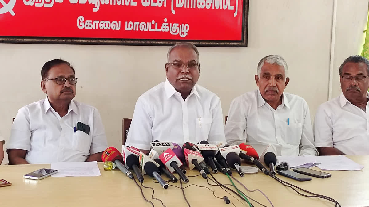 CPM State Secretary K Balakrishnan press meet in coimbatore