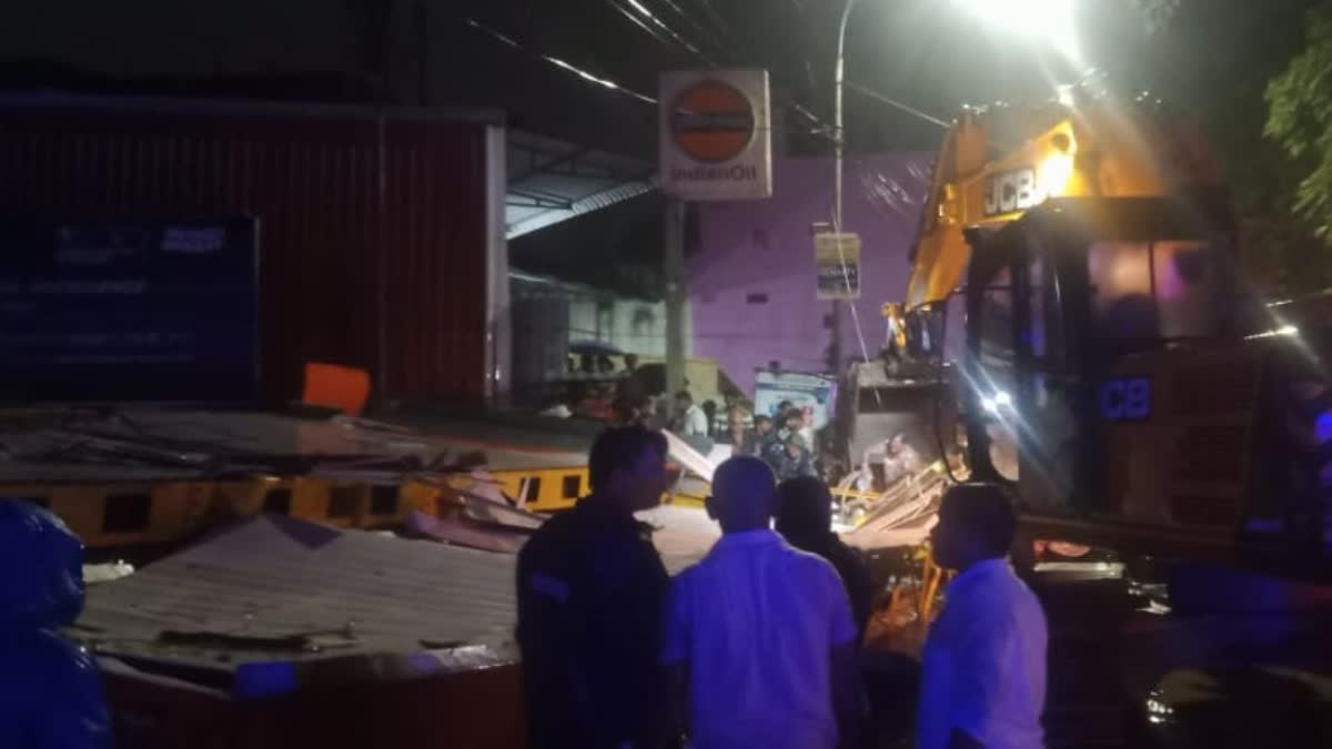 Petrol bunk roof collapse in Chennai
