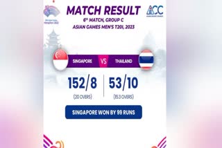 سنگاپور نے تھائی لینڈ کو99 رنز سے شکست دی