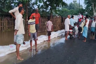 water above embankment in Darbhanga