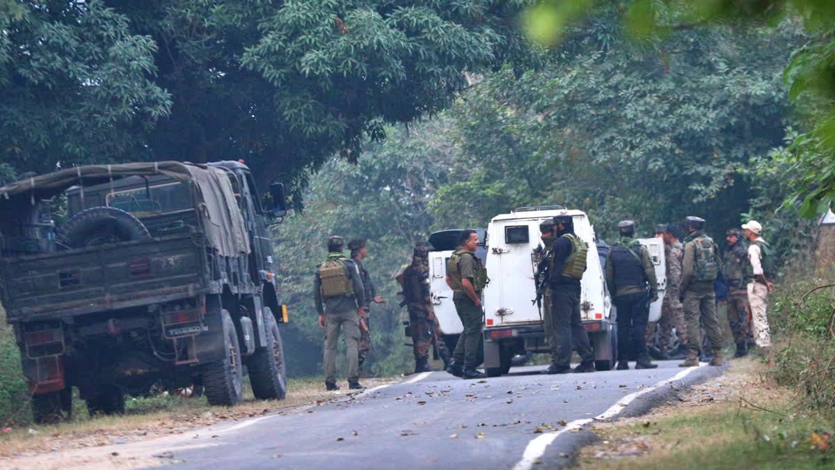 Army jawans near the site of the encounter between security forces and terrorists on the second day after terrorists fired at an ambulance that was part of an Army convoy, in Akhnoor sector of Jammu and Kashmir, Tuesday, Oct. 29, 2024.