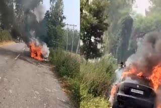 CAR CAUGHT FIRE IN YAMUNANAGAR