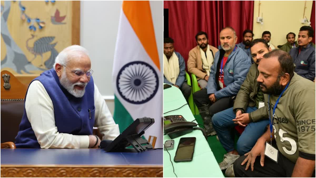 PM Modi speaks to workers rescued from Silkyara tunnel