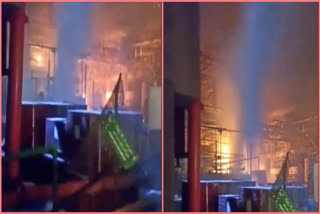 The blaze erupted at the chemical factory located in Sachin GIDC industrial area at around 2 am following an explosion in a large tank after leakage of inflammable chemicals stored in it.