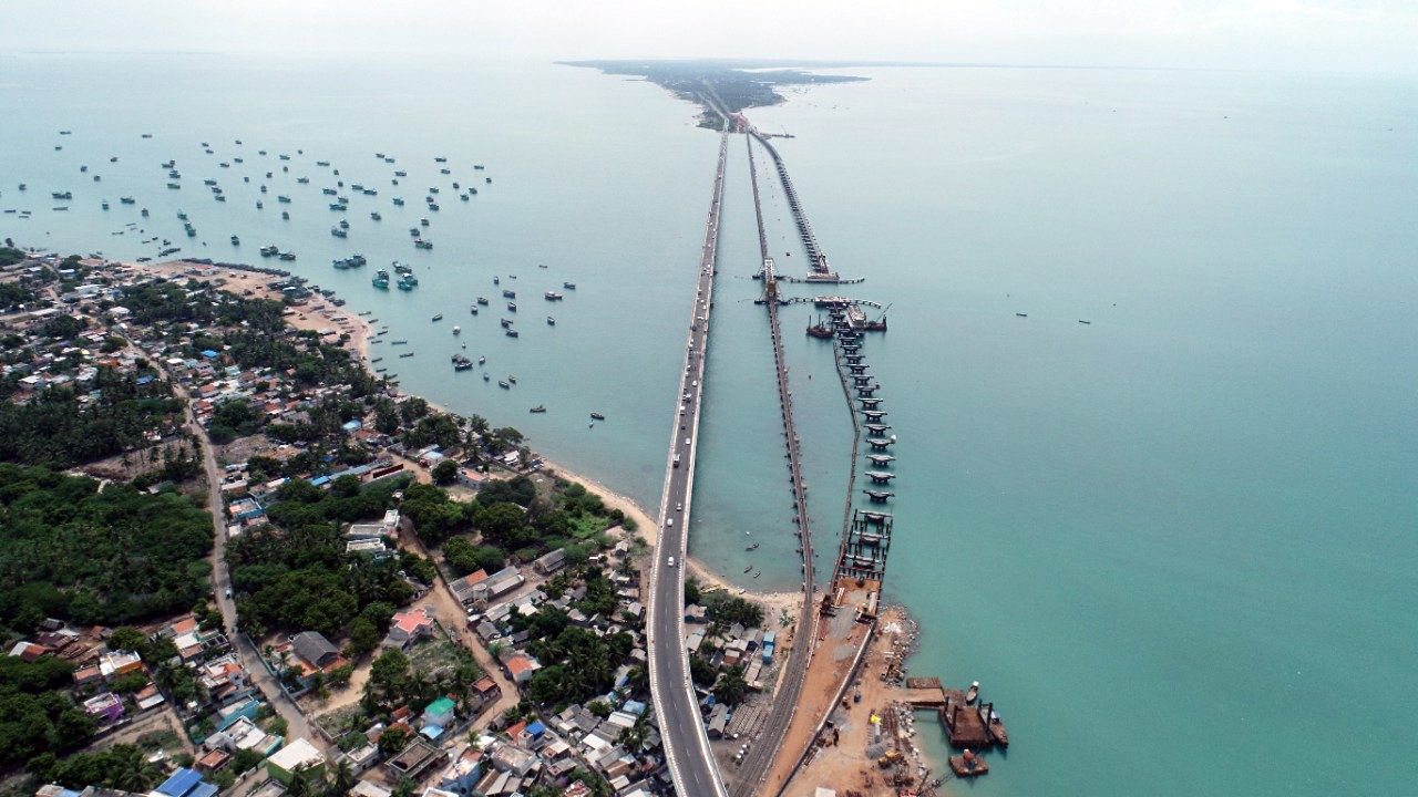 PAMBAN BRIDGE  INDIAN RAILWAY  RAMESHWARAM PAMBAN NEW BRIDGE  പാമ്പൻ പാലം