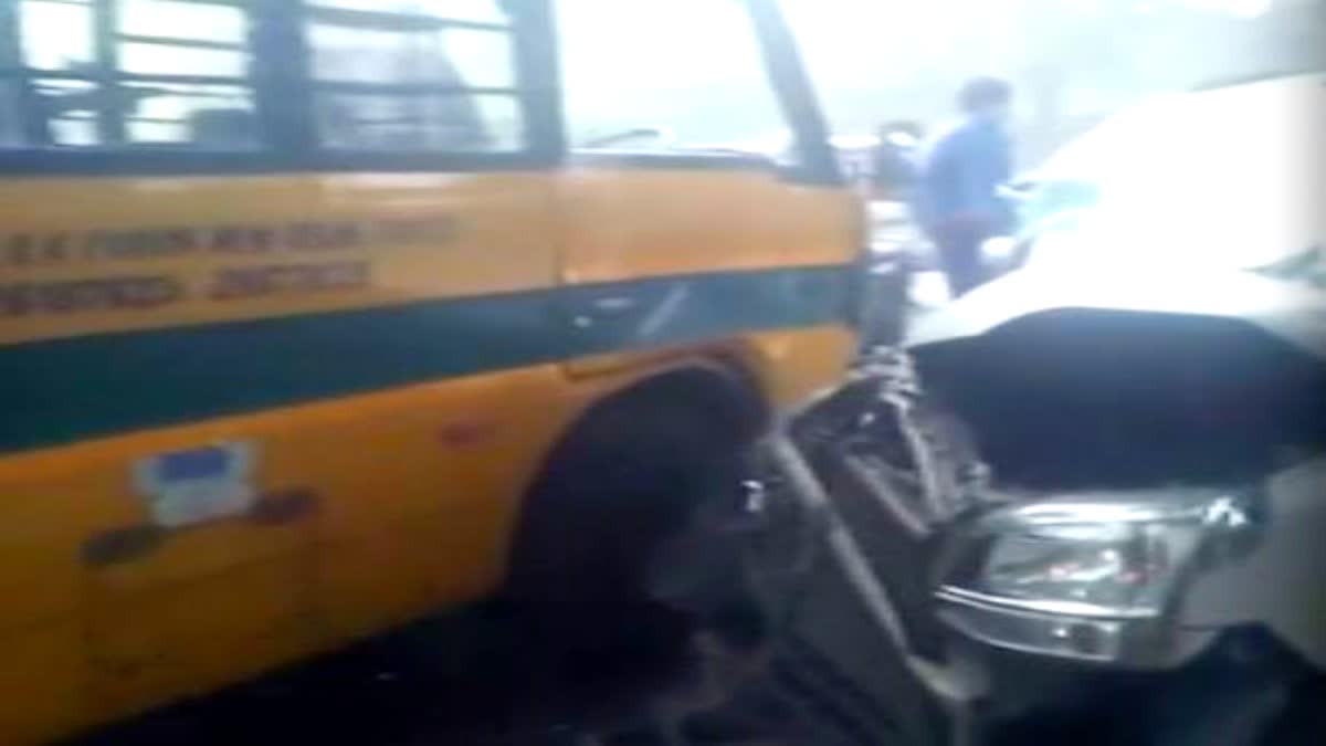 bus and car collided