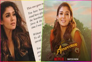 Annapoorani OTT release  Nayanthara pens note  അന്നപൂരണി ഒടിടിയില്‍  നയന്‍താര 20 വര്‍ഷം  20 years of Nayanthara