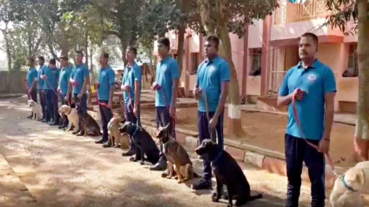 The dogs of K9 squad with their handlers in Bhubaneswar