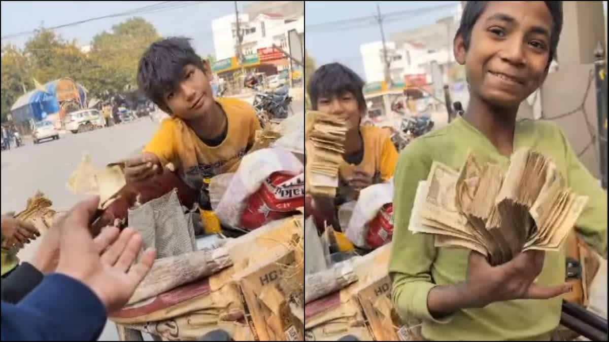 Bundles of 500 Rupees found in garbage, children seen distributing them like waste