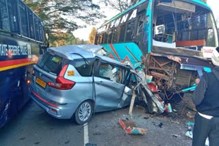 SHIVAMOGGA  CAR BUS ACCIDENT IN SAGAR  ಕಾರು ಬಸ್​​ ಅಪಘಾತ  ಸಾವು