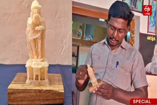 அரிசியால் வடிவமைத்த திருவள்ளுவர் சிலை, ஓவியர் சரவணன்