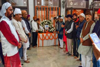 Members of Sikh community during prayer meeting for the former Prime Minister Dr Manmohan Singh, who recently passed away at the age of 92, at a gurudwara in Ranchi on Sunday.