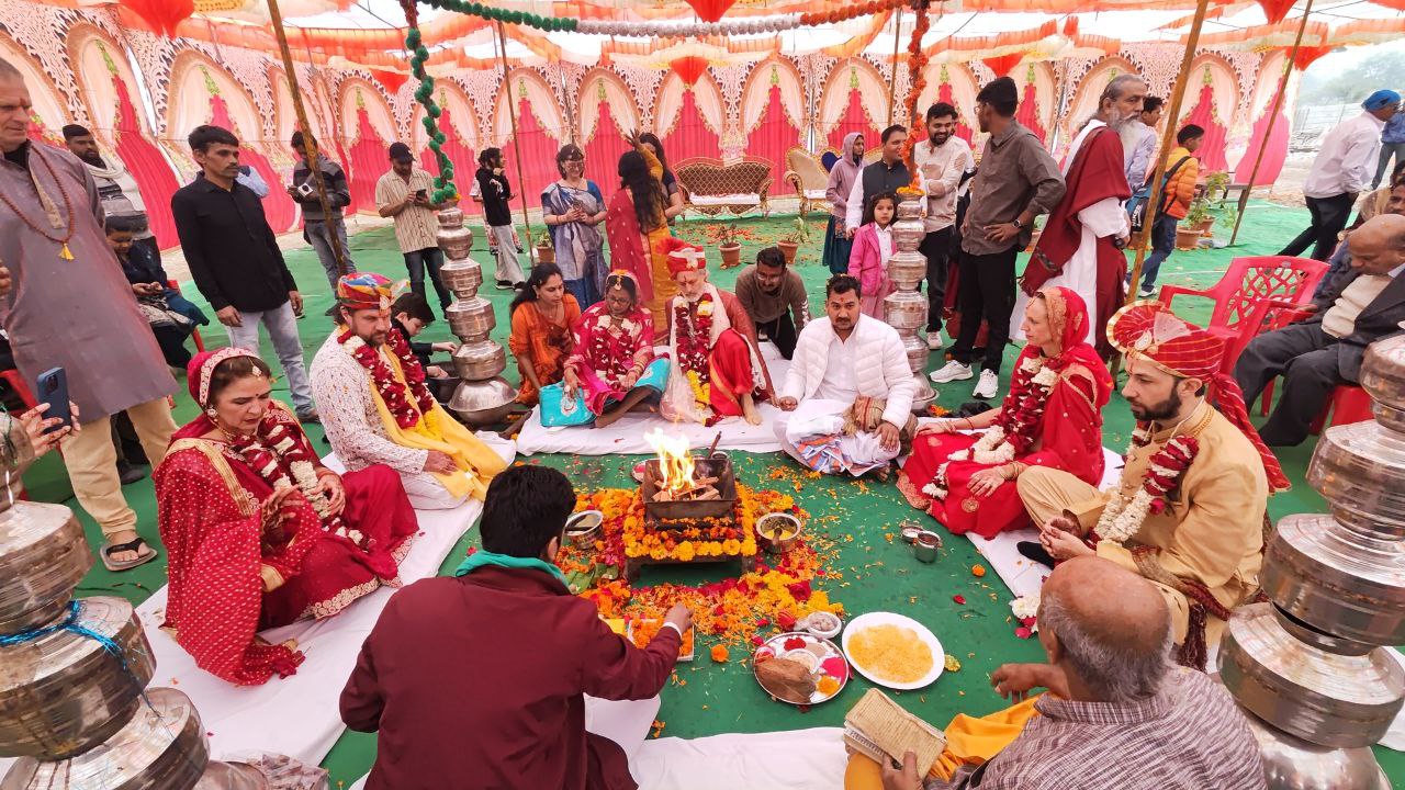 bride and groom took seven rounds