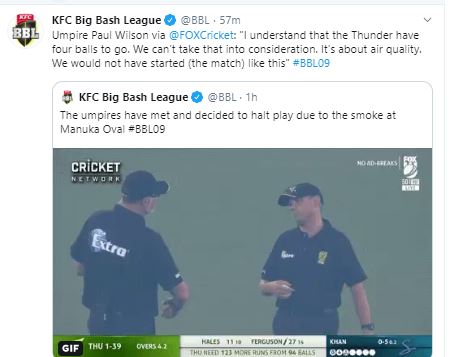 Big Bash League, Sydney Thunder, Adelaide Strikers, poor air quality