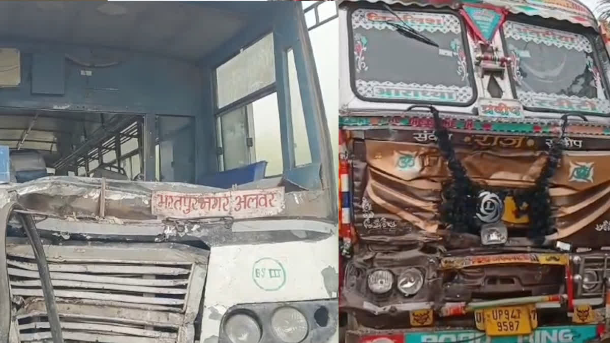 bus and truck accident in Alwar