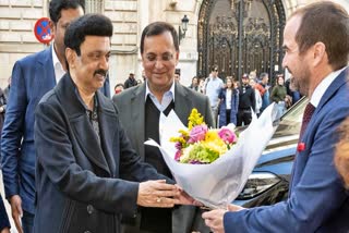 Chief Minister M. K. Stalin, along with his wife Durgavathy Stalin, State Industries Minister TRB Raja and a high-level delegation arrived at Spain's capital Madrid, where they will pitch to investors Tamil Nadu as an investor-friendly destination.