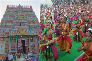 grand bharathanatiyam dance held on the eve of kampahareswar temple kumbhabhishekham