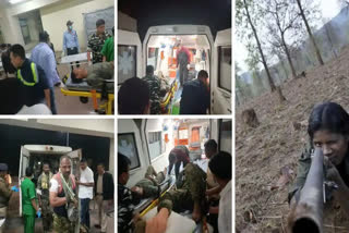 Collage: Three Soldiers Killed, 14 Injured in Encounter With Naxals in Chhattisgarh (Source ETV Bharat)