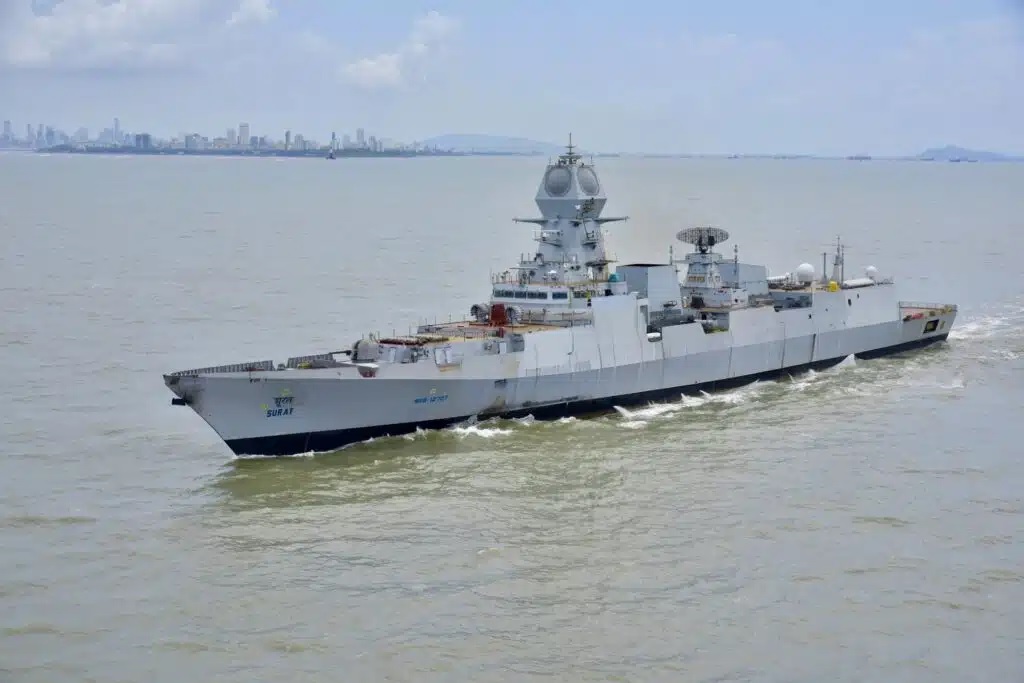 INS Surat during sea trials