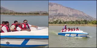 MINISTER KN RAJANNA BOATING IN CHOLONAHALLI LAKE OF TUMAKURU