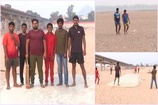 Cricket pitch in Krishna River