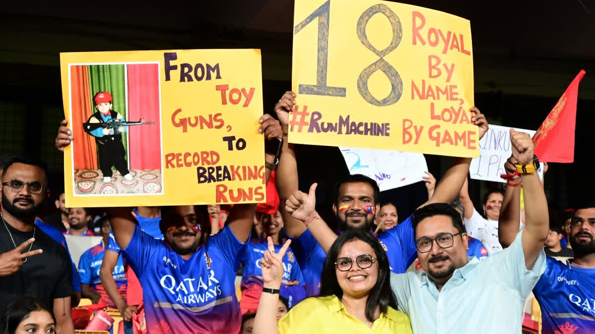 Spectators during the Indian Premier League cricket match between Royal Challengers Bengaluru and Kolkata Knight Riders at M.Chinnaswamy Stadium in Bengaluru, Friday, March 29, 2024.