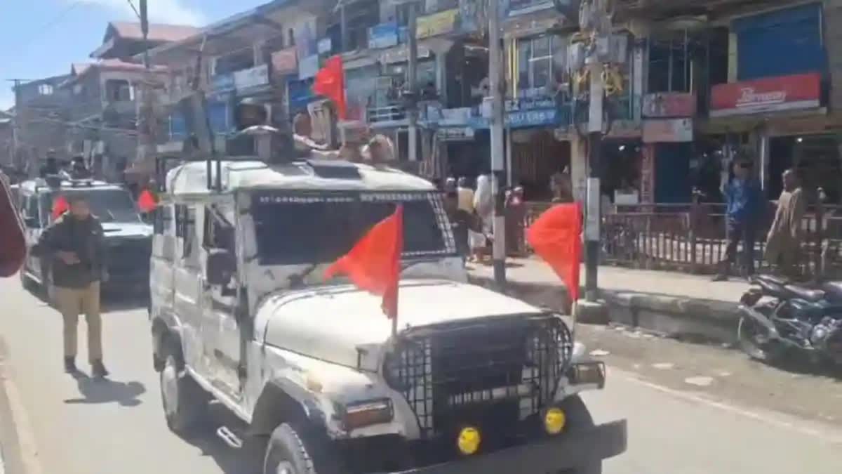 FLAG MARCHES ACROSS KASHMIR VALLEY  SECURITY FORCES  LS POLLS 2024  CENTRAL ARMED POLICE FORCES