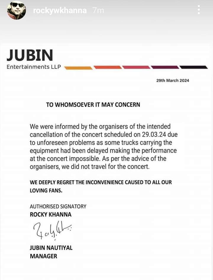 organiser mousumi bora comments on cancellation of jubin nautiyal music concert