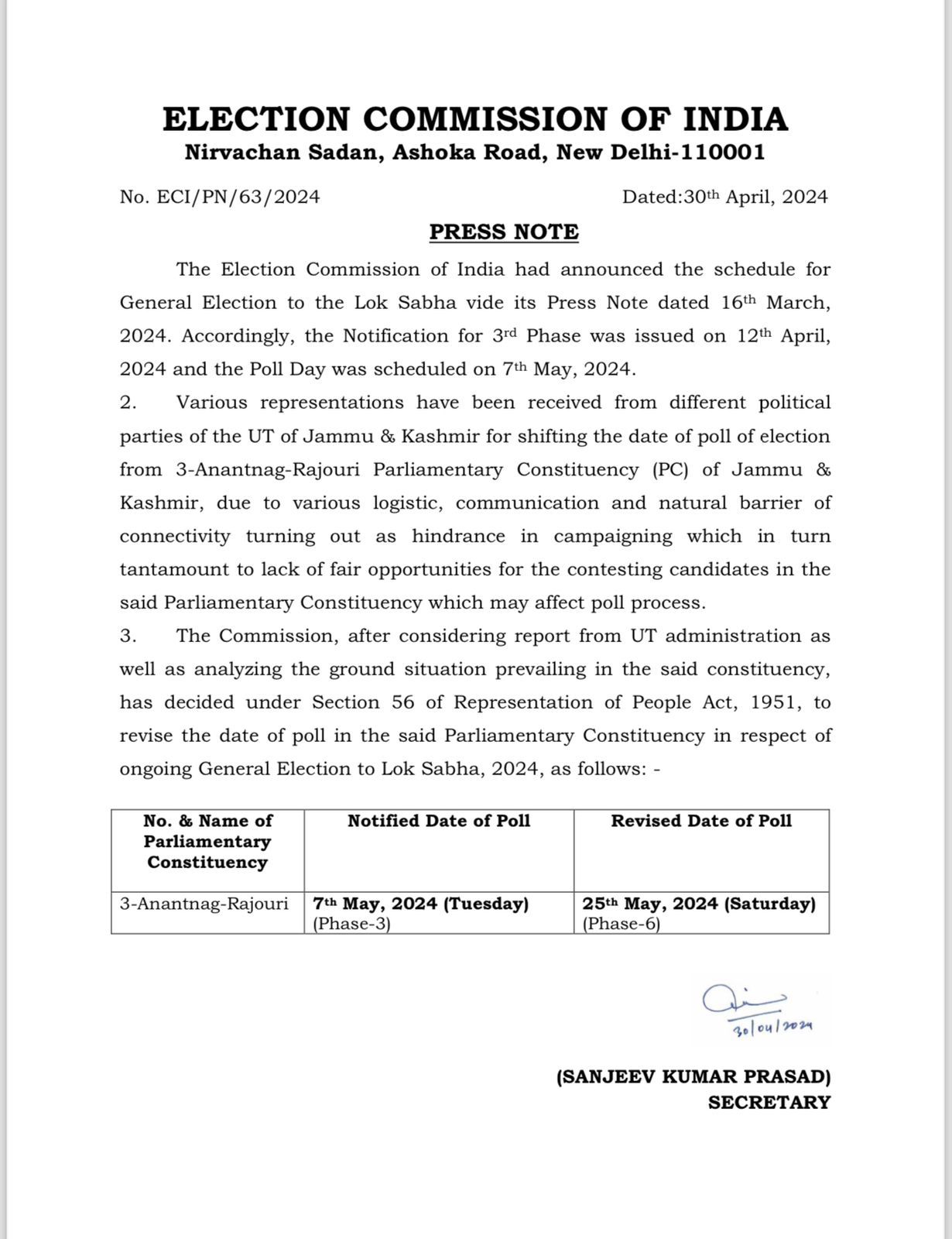 eci-reschedules-polling-for-anantnag-rajouri-parliamentary-seat