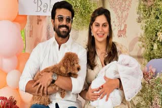 Ram Charan and Upasana daughter Naming Ceremony  Tollywood star Ram Charan  Ram Charan and Upasana daughter  ಆರ್​ಆರ್​ಆರ್​ ಸ್ಟಾರ್​ ರಾಮ್​ ಚರಣ್​ ಮಗಳ ನಾಮಕರಣ  RRR ಸ್ಟಾರ್ ರಾಮ್ ಚರಣ್ ಮತ್ತು ಉಪಾಸನಾ ಅವರ ಮಗಳ ನಾಮಕರಣ  ಮೆಗಾಸ್ಟಾರ್ ಕುಟುಂಬದ ಮೆಗಾ ರಾಜಕುಮಾರಿ  ಆರ್‌ಆರ್‌ಆರ್ ಸ್ಟಾರ್ ರಾಮ್ ಚರಣ್  ದಂಪತಿಗೆ ಹೆಣ್ಮು ಮಗು ಜನಸಿರುವುದು ಗೊತ್ತಿರುವ ಸಂಗತಿ  ಉಪಾಸನಾ ಹೆಣ್ಣು ಮಗುವಿಗೆ ಜನ್ಮ  ರಾಮ್ ಚರಣ್ ಮತ್ತು ಉಪಾಸನಾ ತಂದೆ ತಾಯಿ