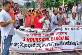 Train blockede demanding train stop at Mazbat