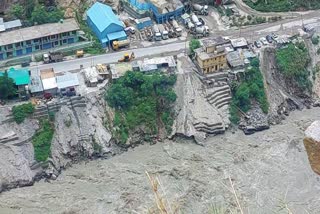 Land erosion in Kinnaur due to Rising Water Level in Sutlej River.