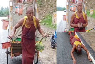 Buddhist monk reached Dharamshala from Bodh Gaya