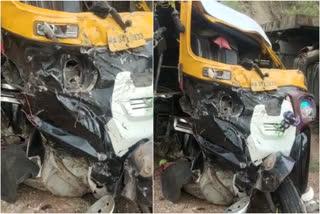 Lorry collides with 2 autos  Accident  auto accident  two autos collided  അപകടം  വാഹനാപകടം  രണ്ട് ഓട്ടോകളും ലോറിയും കൂട്ടിയിടിച്ചു  കർണാതകയിൽ ഓട്ടോ അപകടം  ഓട്ടോകളും ലോറിയും കൂട്ടിയിടിച്ച് അപകടം