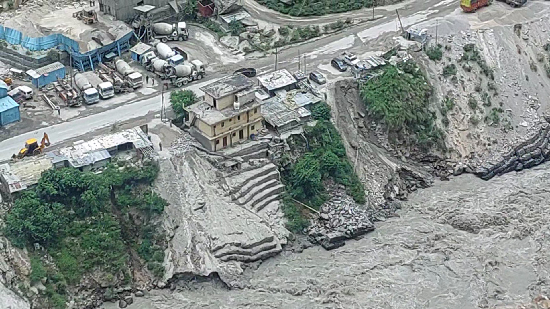 Land erosion in Kinnaur due to Rising Water Level in Sutlej River.