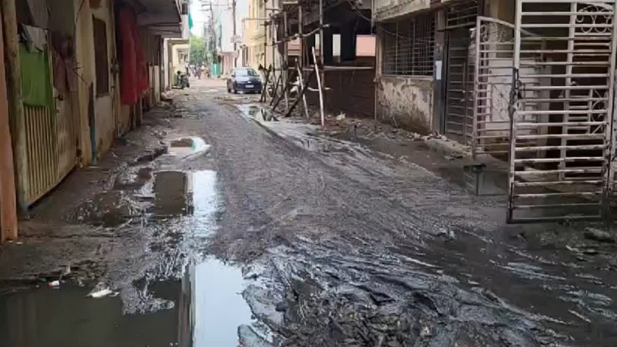 sewer water filled Gwalior colony