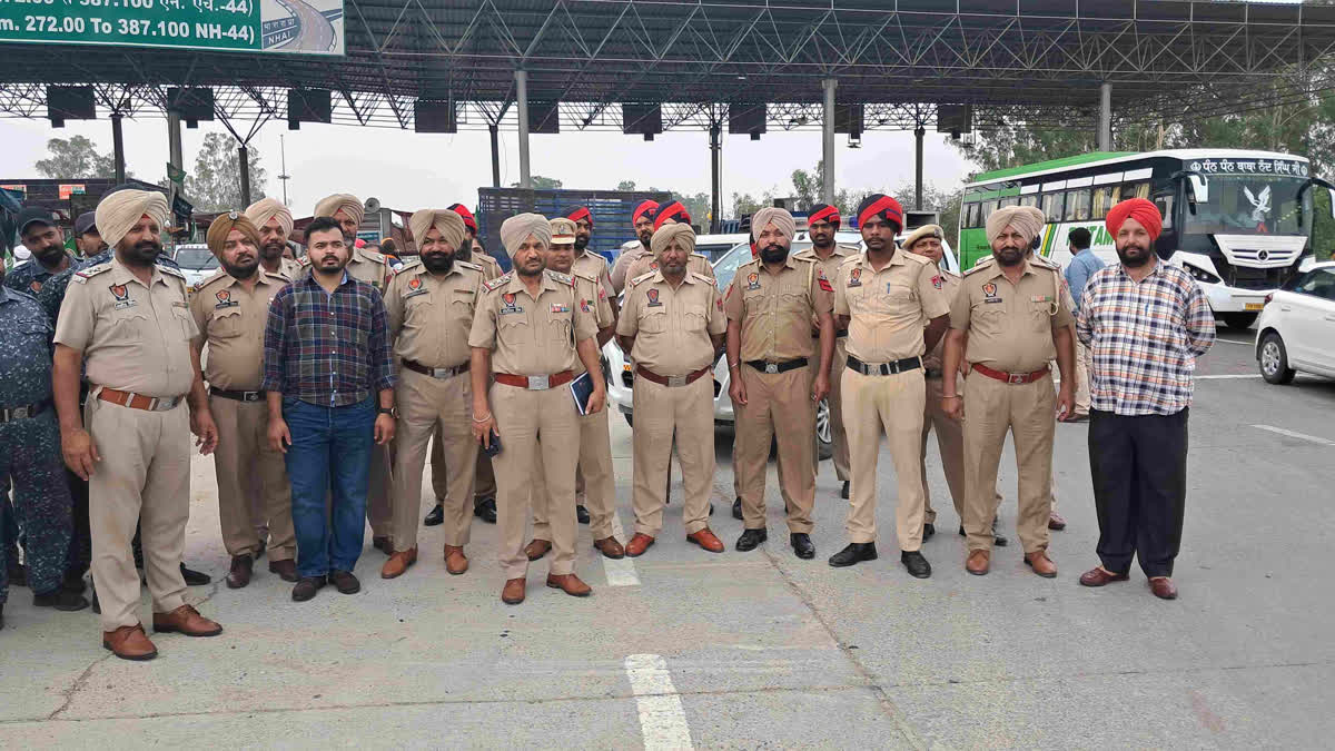 Adequate security arrangements at Ladowal Toll Plaza in Ludhiana, police deployed water cannons