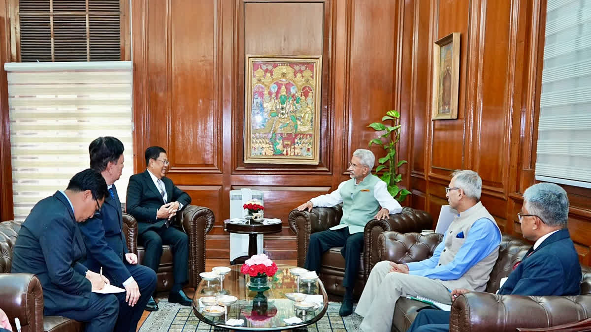 EAM S Jaishankar meets Deputy PM and FM of Myanmar U Than Shwe, in New Delhi on June 26, 2024.