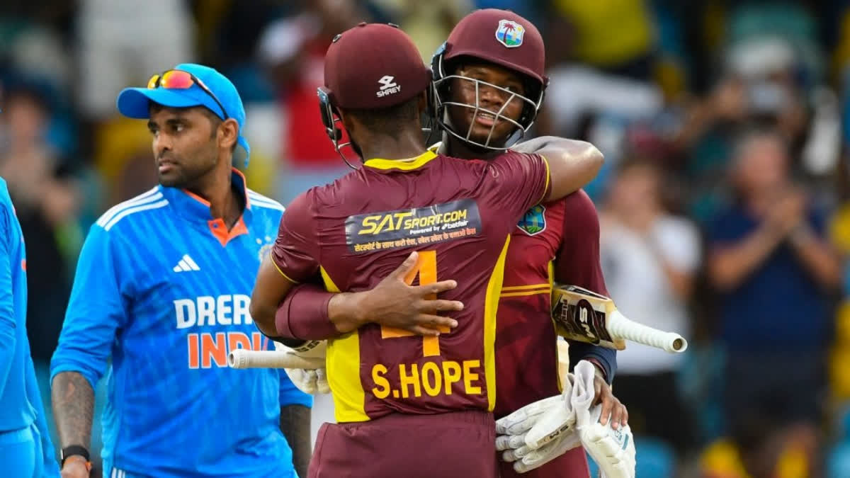 WI vs IND  WI vs IND Second Odi  WI vs IND Second Odi Match Result  West Indies  India  Shai Hope  Keacy Carty  ഇന്ത്യ  വെസ്റ്റ് ഇന്‍ഡീസ്  ഇന്ത്യ vs വെസ്റ്റ് ഇന്‍ഡീസ്  സഞ്ജു സാംസണ്‍