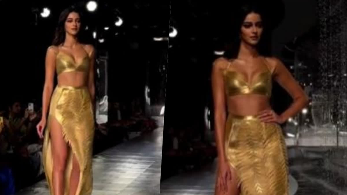 Ananya Panday glitters in gold as she turns showstopper at Couturier Rimzim Dadu's show