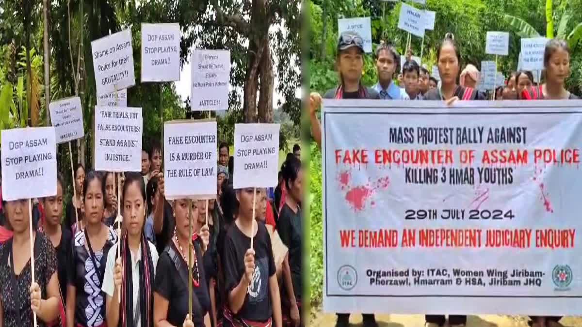 Protests Erupt In Manipurs Jiribam condeming assam Police